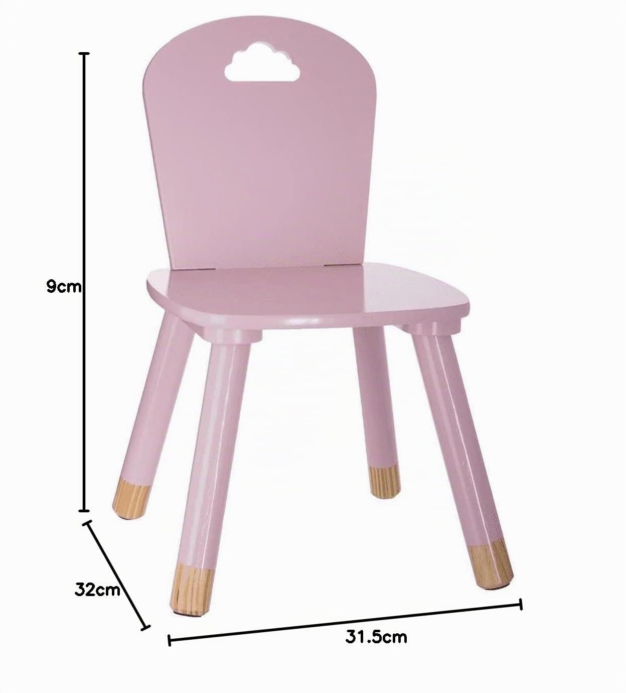 ATMOSPHERA CREATEUR D'INTERIEUR Silla de Madera para niños-Decoración Nube-Color Rosa, L. 28 x l. 50 x H. 28 cm