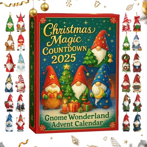 Riaisttd Adviento de Navidad | Calendario de Adviento de Navidad 2025 Gnome 24 Días,Decoración Hogar Encanto 2D - Para Hombres Mujeres Fiestas Ventana Estante Mesa Coche Entrada Oficina Tiendas Fiesta