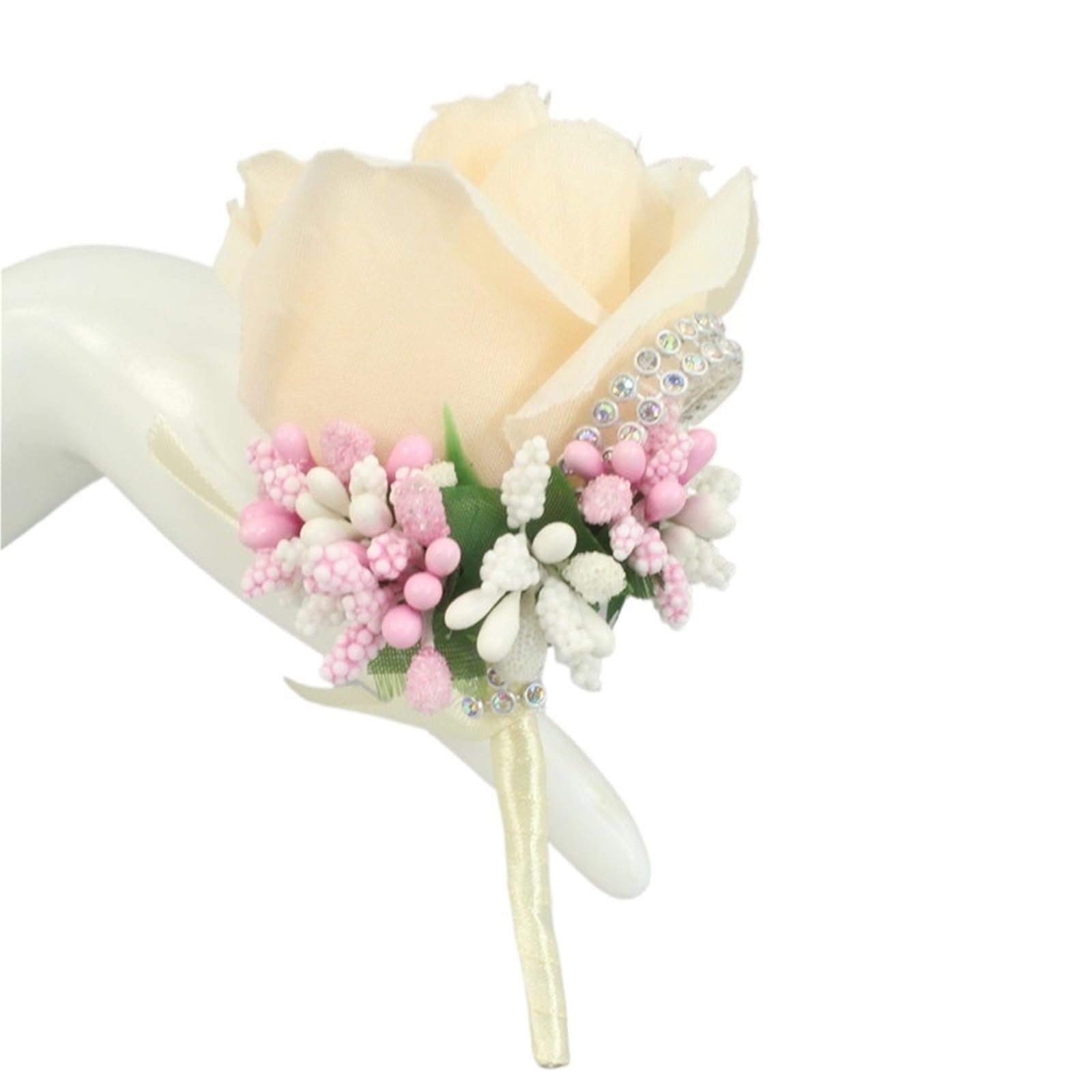 WTAXBH Corsages for Weddings 2pcs Wedding Corsages And Boutonnieres Artificial Roses Silk Groom Boutonniere Flower Groomsman Buttonhole(Champange 2)