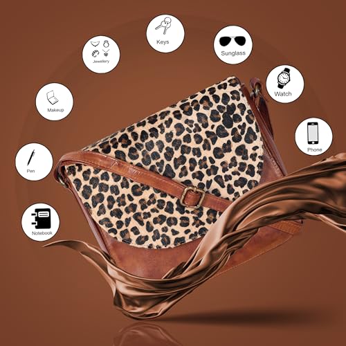 Image of Genuine Leather Shoulder Crossbody Purse For Women with Adjustable Strap, Mobile Pocket & Outside & Inside Zipper