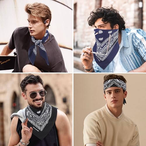 Image of Mochabao 100% Cotton 27 inch x 27 inch Large Bandanas for Men & Women, Multi-Purpose Bandana Headbands, Square Head Scarf