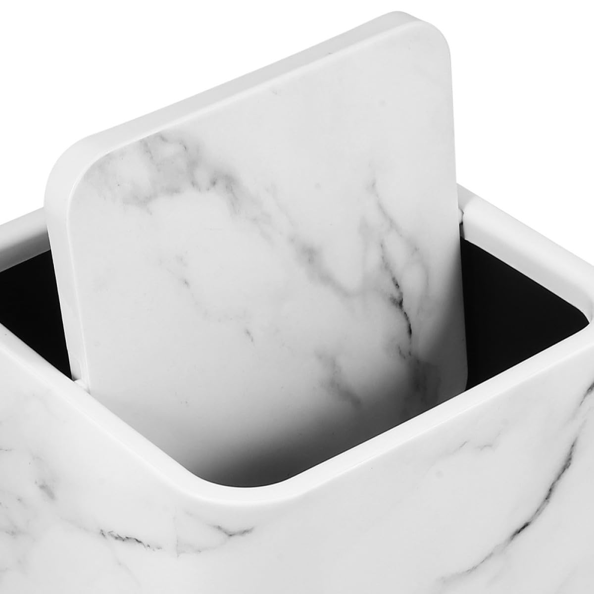 Uonlytech Cestino Design Marmo Raffinato della Spazzatura con Coperchio in Plastica Capacità Moderata per Bagno e Casa