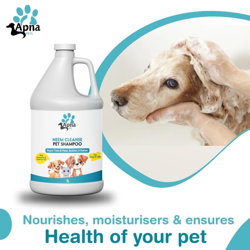 Image of Apna Pets Dog Shampoo & Puppy Shampoo - Naturally Organic Dog Shampoo for Smelly Dogs Grooming Products for Dogs, Deshedding Shampoo for Dogs Pet Shampoo-1 Liter