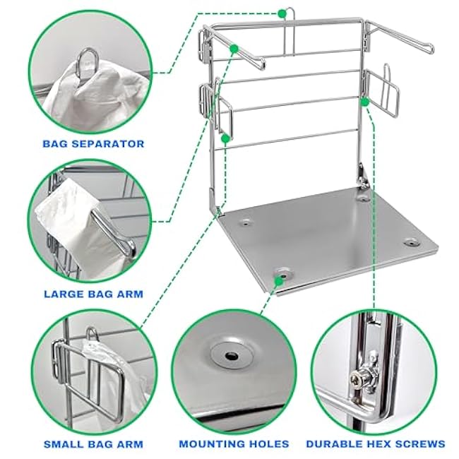 Plastic Grocery Bag Holder Stand - T Shirt Rack - Fits 11-1/2W x 6 D x 21 H - Includes 2 Reusable Shopping Bags