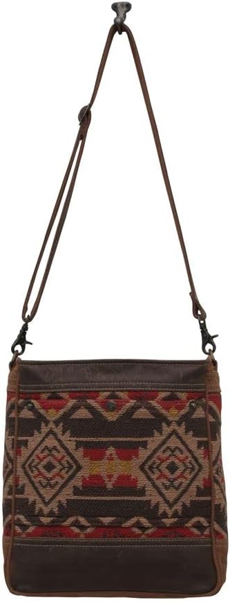 Myra Bag Western Leather Shoulder Bag for Women - Upcycled Canvas Crossbody Bag Carolina Shades - Image 5