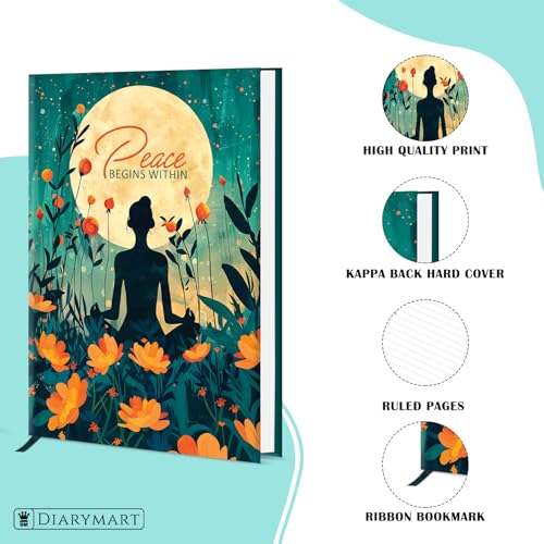 Image of Hard Bound Notebook for Girls & Women | A5 Ruled Journal | 192 Pages | 80 GSM Premium Paper | Designer Laminated Cover | Ribbon Bookmark | Notebook for School, College, Office, Journaling & Note Taking (DM4016)