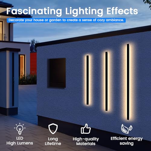 Image of Light Fixture Wall Outdoor - 2pack 79inch Black Exterior Sconces, Outside Garage Exterior Lights, Modern Outdoor Wall Mount Lighting for House, Porch, Patio, Front Door, Corridor