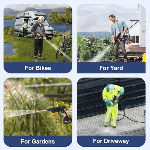 Akku-Hochdruckreiniger mit 2 Batterien, 48 V 41Bar/600PSI Hochleistungs-Akku-Hochdruckreiniger, tragbarer Strahlreiniger für Auto, Garten, Haus, Terrasse, Einfahrten – Bild 6