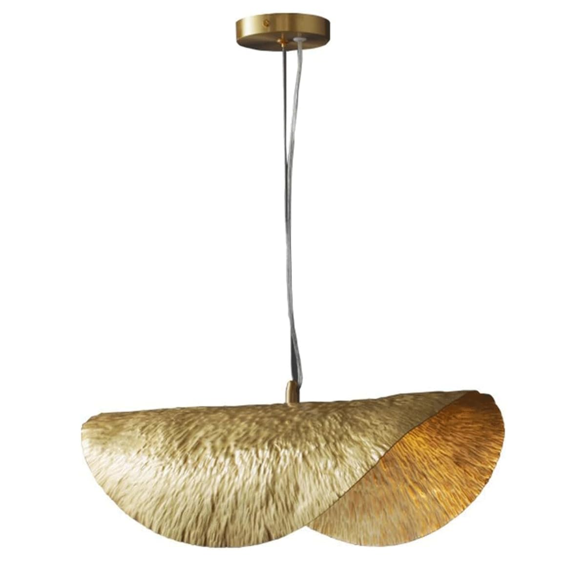 Lustre tout en cuivre et laiton au design de feuille de lotus pour salon