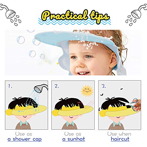 Baby Shower Hat Baby Shampoo Cap for Toddler, Infants Soft Protection Funny Safety Visor Cap, Silicone Kids Bathing Hat for Shower Blue