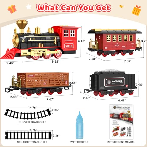 Hot Bee TRAIN-240109 Set - Christmas Tree Train Toys For Boys With Smokes, Lights And Sound, Toy Train Set For Under Christmas Tree, Toddler Model Trains For 3 4 5 6 7 8+ Years Old Kids Christmas Toys Gifts thumb #4