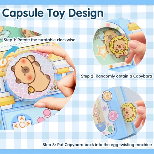 Image of Geluode Capybara A7 Mini Notebook, Capsule Toy Design Cute Kawaii Capybara Theme, Fun and Functional Notepad for Journaling, Memos and Gifts for Kids Students (Blue)