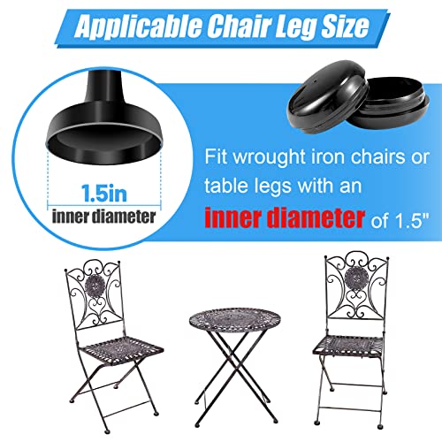 1.5" Patio Furniture Glides - 36 Pack Wrought Iron Chair Table Legs Feet Caps Outdoor Floor Protectors Replacement Parts For Protect Your Floor Surfaces From Scratches And Rust Easy To Install (Black) #TOP2