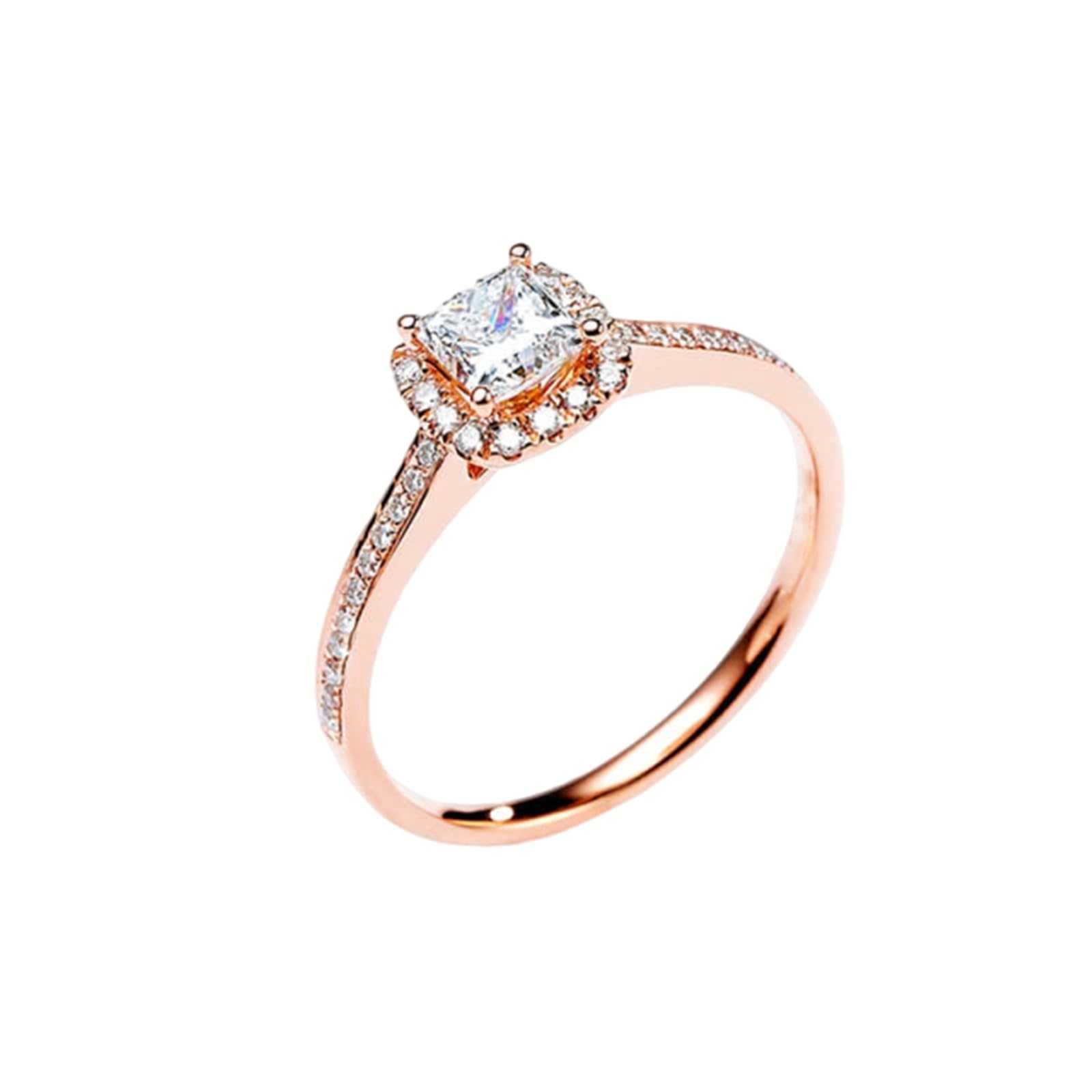 KnSam Hochzeitsring 9K/14K/18K Rotgold Echt Gold, 0.44-0.65ct Labor Erstellt Diamant Bandringe Klassiker, Ring 18/14/ 9 Karat Gold, Gr.47-70
