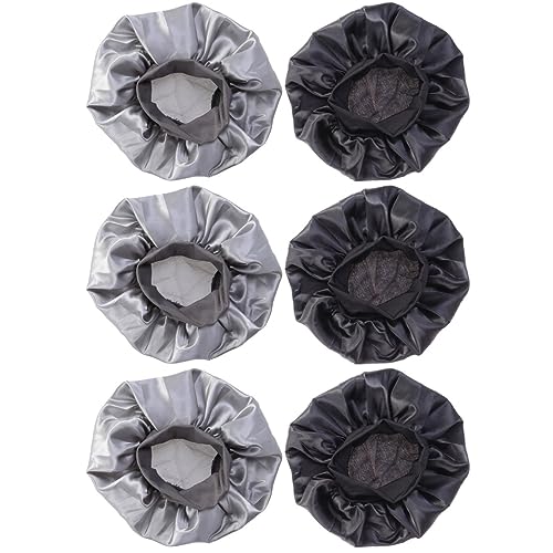 Bonnet de nuit élastique femmes DOITOOL chapeaux cheveux sommeil noir 6pcs