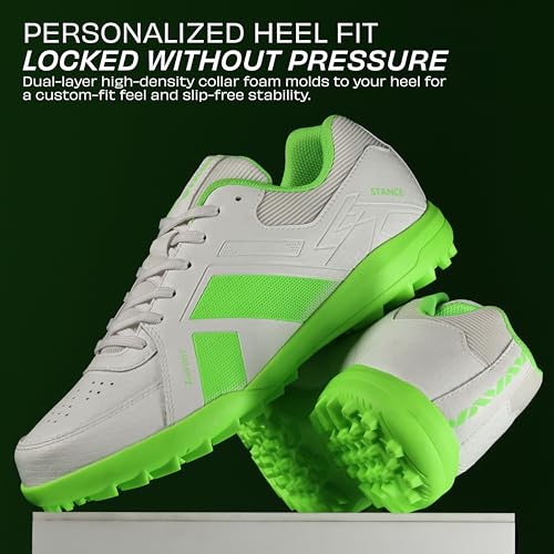 Image of NIVIA Stance Cricket Shoes for Men & Women with Breathable Synthetic Upper, EVA Cushion Sockliner, Personalized Heel Fit & High-Grip TPU Stud Outsole for Batting, Bowling & Fielding