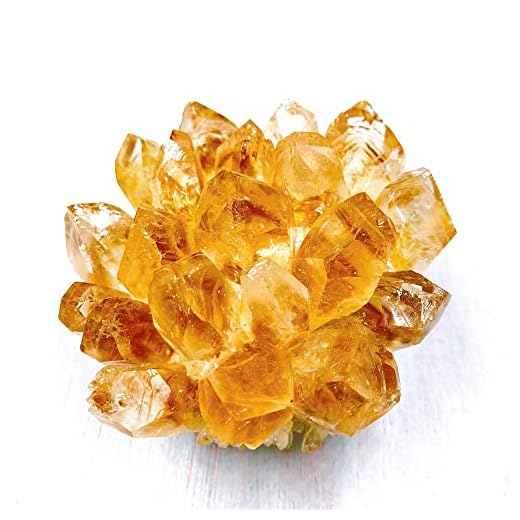 HXSCOO Natural Citrine Quartz Stone Crystal Cluster Healing Yellow Stones Mineral Specimen Home Decoration