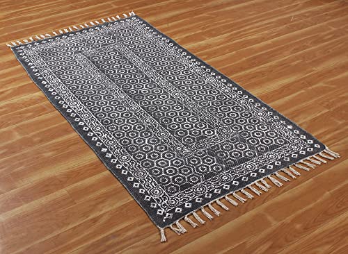 Tapis géométrique fait main coton imprimé pour sol de salon - 6