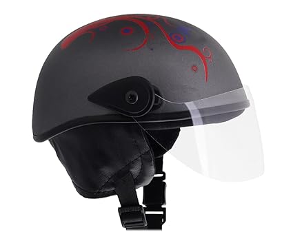 Western Era Stylish Lovable Half Face Helmet for Kids || Baby Safety and Comfort || (3-12 Years) (Grey Matte) (Red Sticker)
