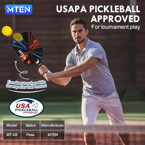 Image of MTEN Pickleball Paddles Set of 2 /4 /1, USAPA Approved Fiberglass Rackets