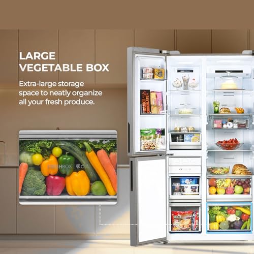 Image of Haier SmartChoice 598L 3 Star 3-Door Side by Side Frost Free Refrigerator|Convertible|Smart Sense AI|Expert Inverter Compressor|Digital Display Panel (2025 Model, HRT-683ISU1, Inox Steel)