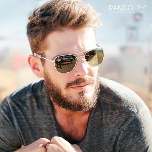 Image of Randolph Eyewear Aviator Sunglasses for Men & Women - Non-Polarized & Polarized Lenses Bright Chrome UV Protection Sunglasses