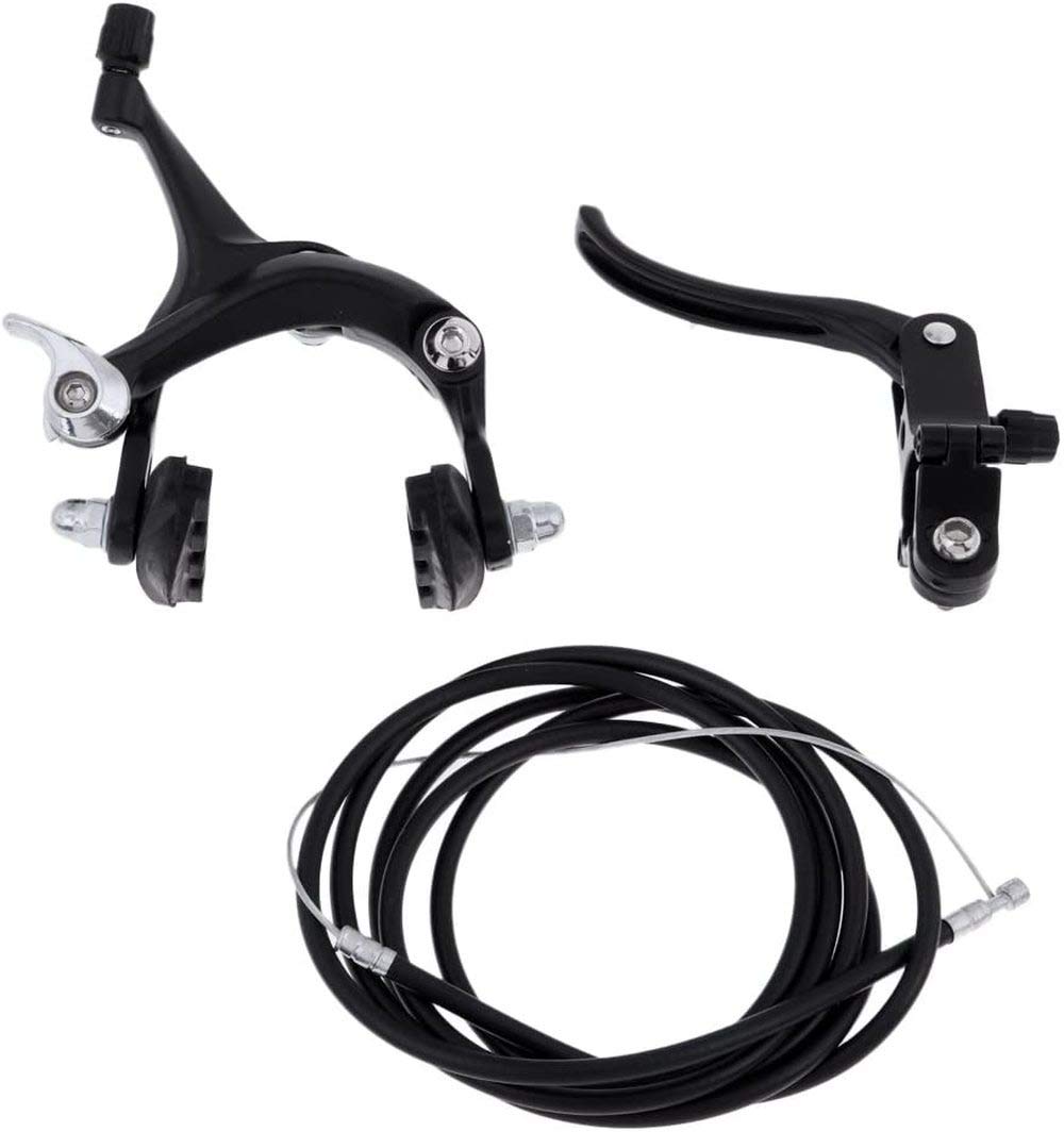 Sitrda Alloy U Brake Caliper Levers &Cable Kit Front Rear Pair Set Replacement for BMX Bicycle Repair Parts Accessory (Rear Black)