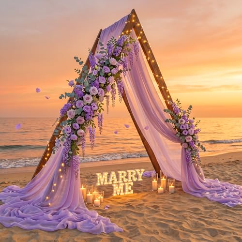 Image of Wedding Arch Draping Fabric, 2 Panels 30 inch x 20Ft Lavender Sheer Curtain Drapes Extra Wide & Long Backdrop Curtains for Bridal Shower Backdrop Outdoor Party Arches Church Ceremony Decoration