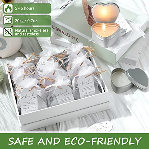 Treela 30 Sets Heart Shaped Unscented Tea Lights Candles Set Include Small Smokeless Tealight Candles Bulk Thank You Tags And 4 X 4.7 Inch White Organza Gift Bags For Wedding Party Favors Decorations #TOP2
