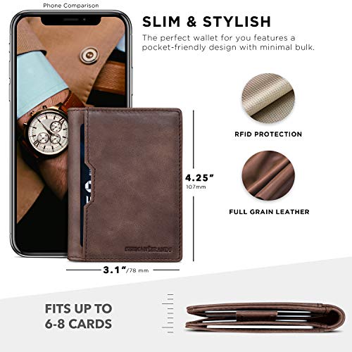 Image of SERMAN BRANDS Wallets for Men Slim Mens leather RFID Blocking Minimalist Card Front Pocket Bifold Travel Thin
