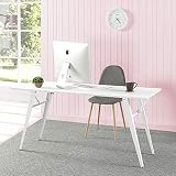 ZINUS Escritorio plegable de metal blanco Lindy 160 cm, Mesa versátil plegable, Escritorio de oficina, Escritorio para ordenador, Acabado resistente al agua, Sin montaje