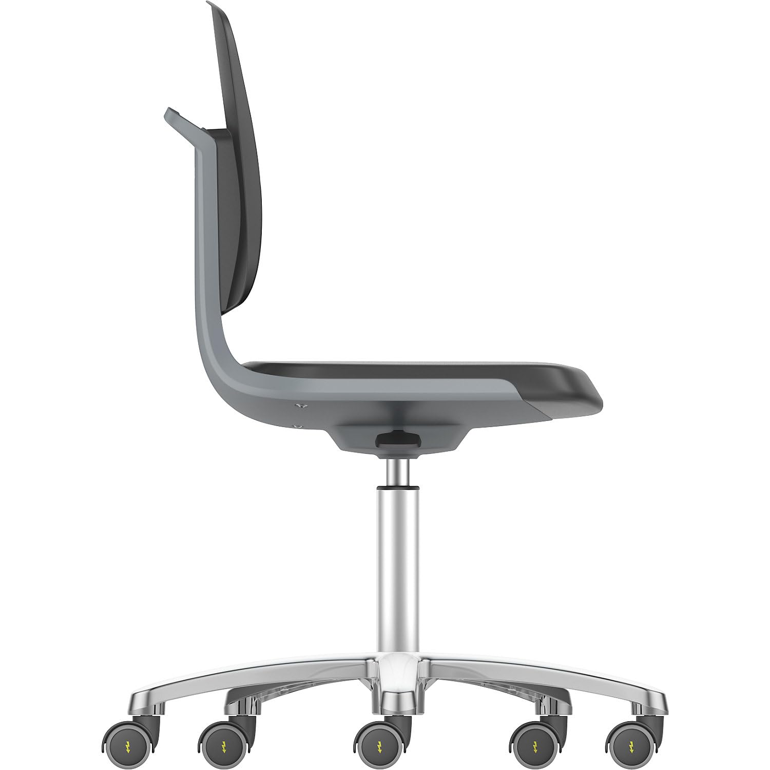 BIMOS | Sedia girevole da lavoro LABSIT | Basamento a cinque razze con rotelle, sedile rivestito in similpelle, verde