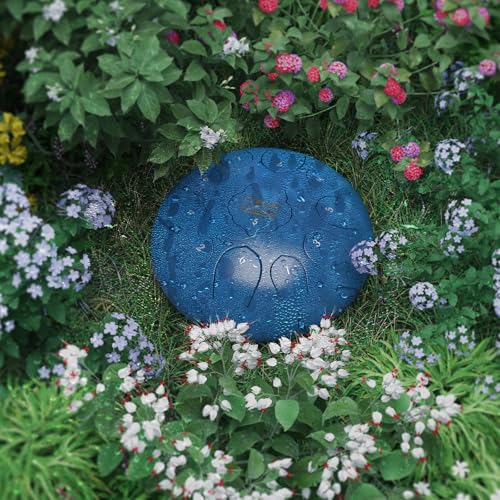 FOUR UNCLES Rain Drum for Outside, Steel Tongue Drum -10 Inch 11 Notes - Hand Pan Drums with Travel Bag,Music Book & Mallets, Musical Instruments Gifts for Family and Friends