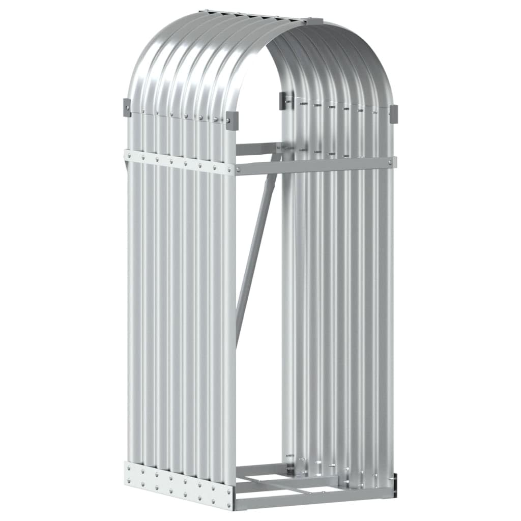vidaXL Log Holder, Firewood Rack for Fireplace Storage Room, Log Store for Wood Burner Wrought, Wood Storage, Silver Galvanised Steel