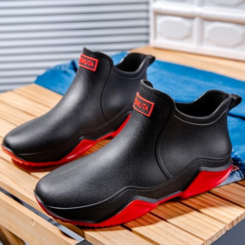 Men's Fashionable Outdoor Style Rubber Boots, for use in Kitchen, Garden, Motorcycle Riding and Fishing.3