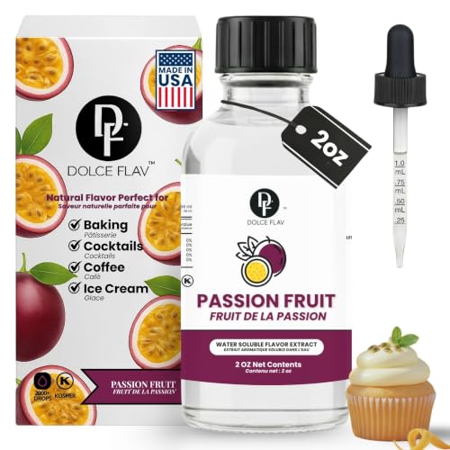 Dolce Flav Passion Fruit Extract - 2 Ounce Oil-Soluble Multipurpose Flavoring Ideal for Candy Making, Baking, Lip Balm, and Ice Cream - Passion Fruit Concentrate Perfect for Weight Management