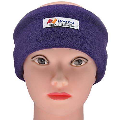 FULLLIGHT TECH Fleece Sleeping Headphones Noise Cancelling,Headband Headphones with Ultra Thin Stereo Speakers Comfortable Sleep Mask for Travel,Sports Relaxation,Yoga and relief from Insomnia (Fleece Purple)