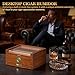 SEMKONT Cigar Humidor with Built-in Music Box System and Cedar Wood Tray – Transparent Top Desktop Humidor, Digital Hygrometer & Humidifier,Includes 3-Piece Cigar Accessory Set and 2 Cigar Tubes