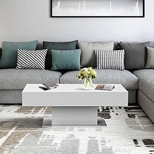 ML-Design Couchtisch mit 2 Staufächern unter Schiebeplatte, Weiß, 110 x 60 x 40 cm, Moderne Wohnzimmertisch mit 2 Stauräume, Beistelltisch mit Truhefunktion, Sofatisch mit aufziehbare Tischplatte