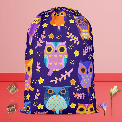 Image of ArtzFolio Owls | Reusable Sack Bag | Bag for Gym, Storage, Vegetable & Travel