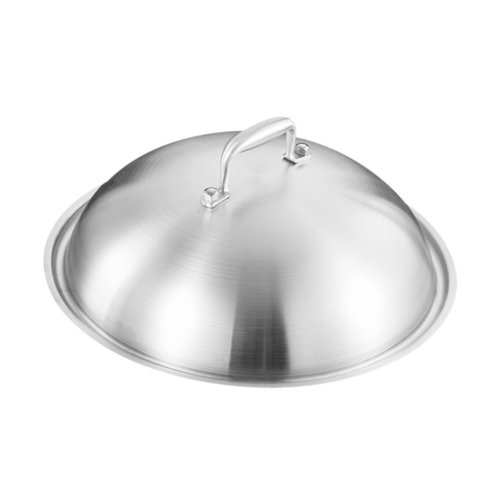 Qectial Tapa de Acero Inoxidable Universal Cubierta para Sartén Olla Superficie Pulida Antirayaduras Apta para Lavavajillas Adecuada para Fiestas y, 28 Cm de Diámetro