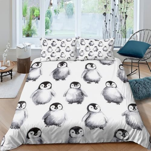 Housse de couette pingouin 140x200 en microfibre pour lit enfant - 4