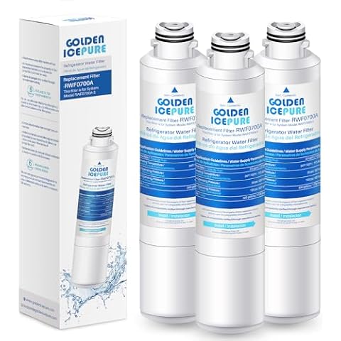 GOLDEN ICEPURE RWF0700A Refrigerator Water Filter Replacement for Samsung DA29-00020B, HAF-CIN/EXP, RF263BEAESR, RF28HMEDBSR, RF28HFEDTSR, RF28HFEDBSR, 3PACK Cover