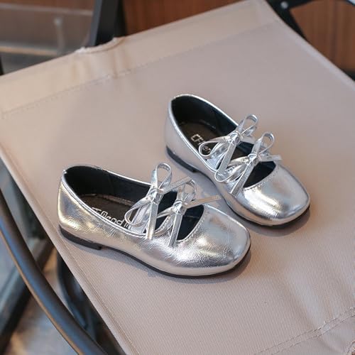 Image of Toddler Girls Mary Jane Dress Shoes Little Kids Ballet Flats Bowkont Flower Wedding Party School Princess Shoes