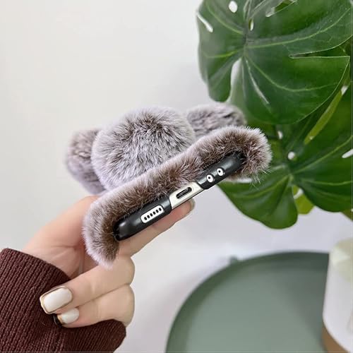 Omio For Samsung Galaxy Z Flip 4 Rabbit Fur Plush Case, Warm Plush Cute Case For Girls Women Fluffy Furry Back Cover Slim Shockproof Cover For Samsung Galaxy Z Flip 4 5G, White Leopard #TOP4