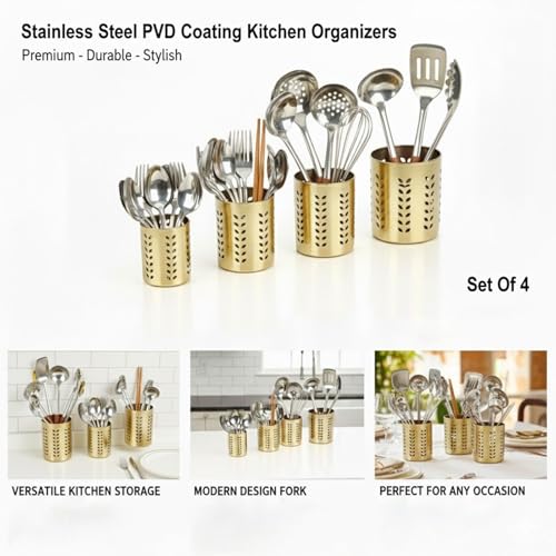 Image of FINALITY cutlery holder for kitchen accessories, Best use for spatula holder (Gold)
