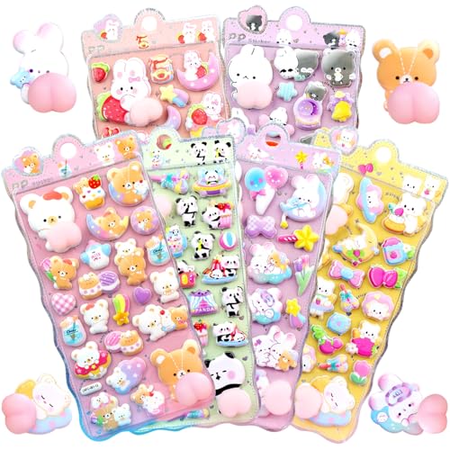 シール 可愛い ボンボンドロップ 可愛い 立体 3D キラキラな デコシール 日記帳用 携帯電話飾り キラキラ 女の子向け ごほうび 贈り物 手芸用品 DIY用 手帳用 (宇宙ウサギ－パープル)のサムネイル