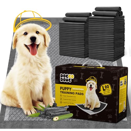 Charcoal Puppy Pads 80 Counts,22'x22' Dog Pee Pads Small Disposable Activated Carbon Super Absorbent...