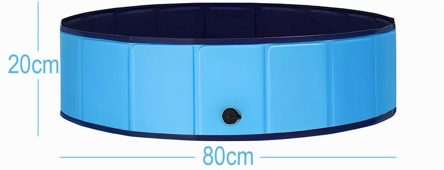Piscina per cani Dexter, 80 x 20 cm, pieghevole per cani e animali, capacità 100 l, fondo antiscivolo, blu