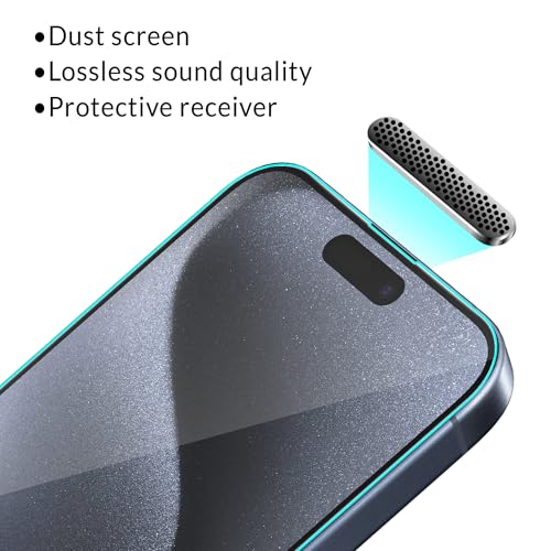 Image of ArmourPro Borderless Tempered Glass for iPhone 15 Pro Max and 14 Pro Max (6.7 Inch) with Anti Dust Mesh Filter, 9H Hardness Shatterproof, Full Screen Coverage and with Installation Kit | Pack of 2